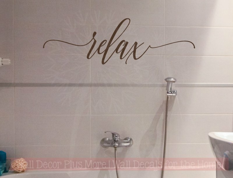 Bathroom Wall Decor Relax Cursive Vinyl Word Lettering Bath Wall Decals Stickers