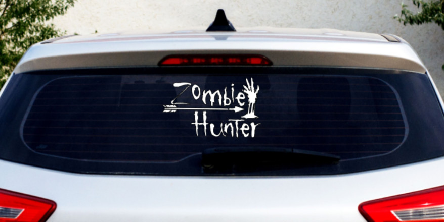 Zombie Hunter Vinyl Decal Removeable Permanent Cling Ironon Windows, Walls fun