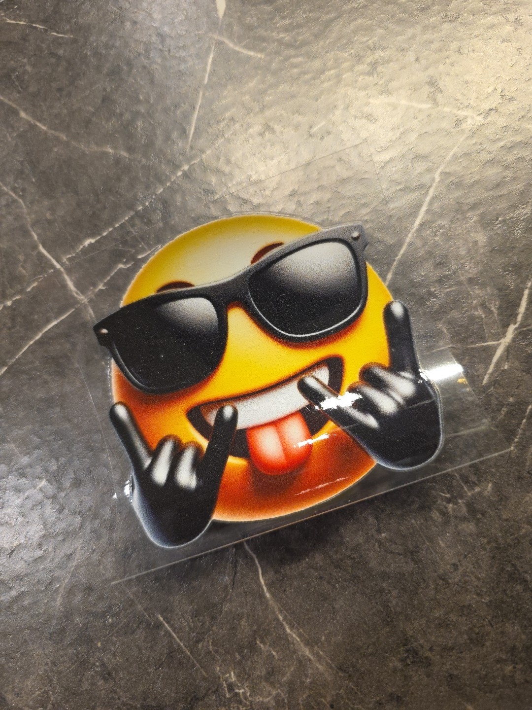 Sun Glasses Rock N Roll Smiley Face Emoji UVDTF Raised Decal Sticker Waterproof