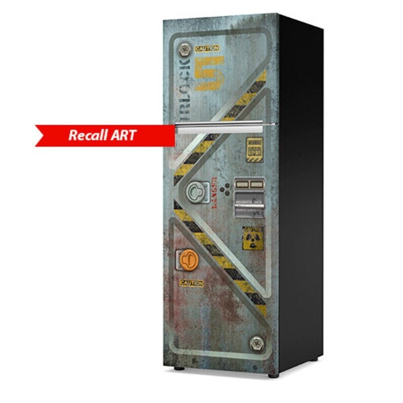 Cyberpunk Spaceship Airlock Fridge Wrap. Refrigerator. Laminated Glossy Vinyl