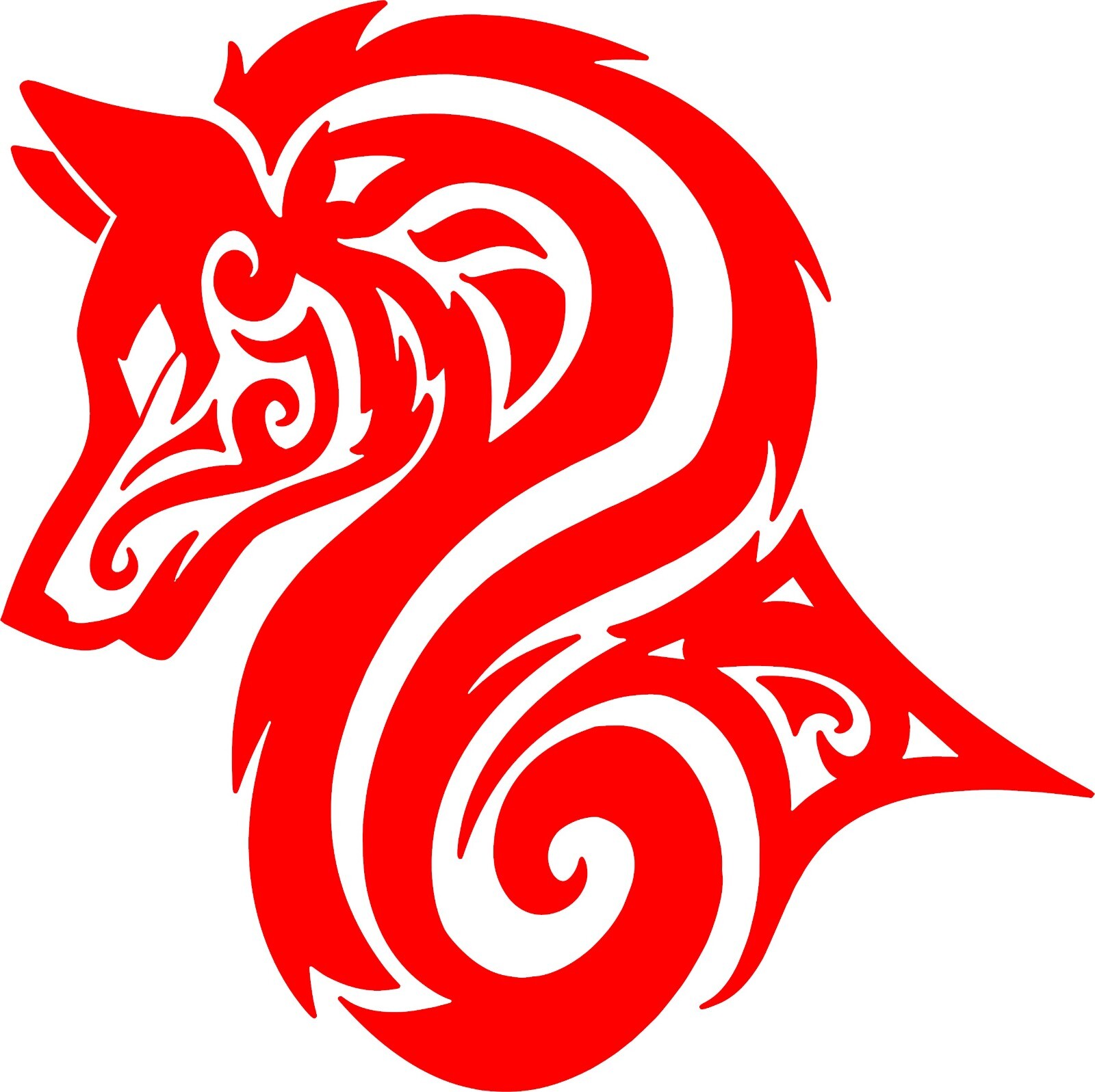 Tribal Zodiac Wolf Decal 4.5"w X 4.4" h In your choice of color