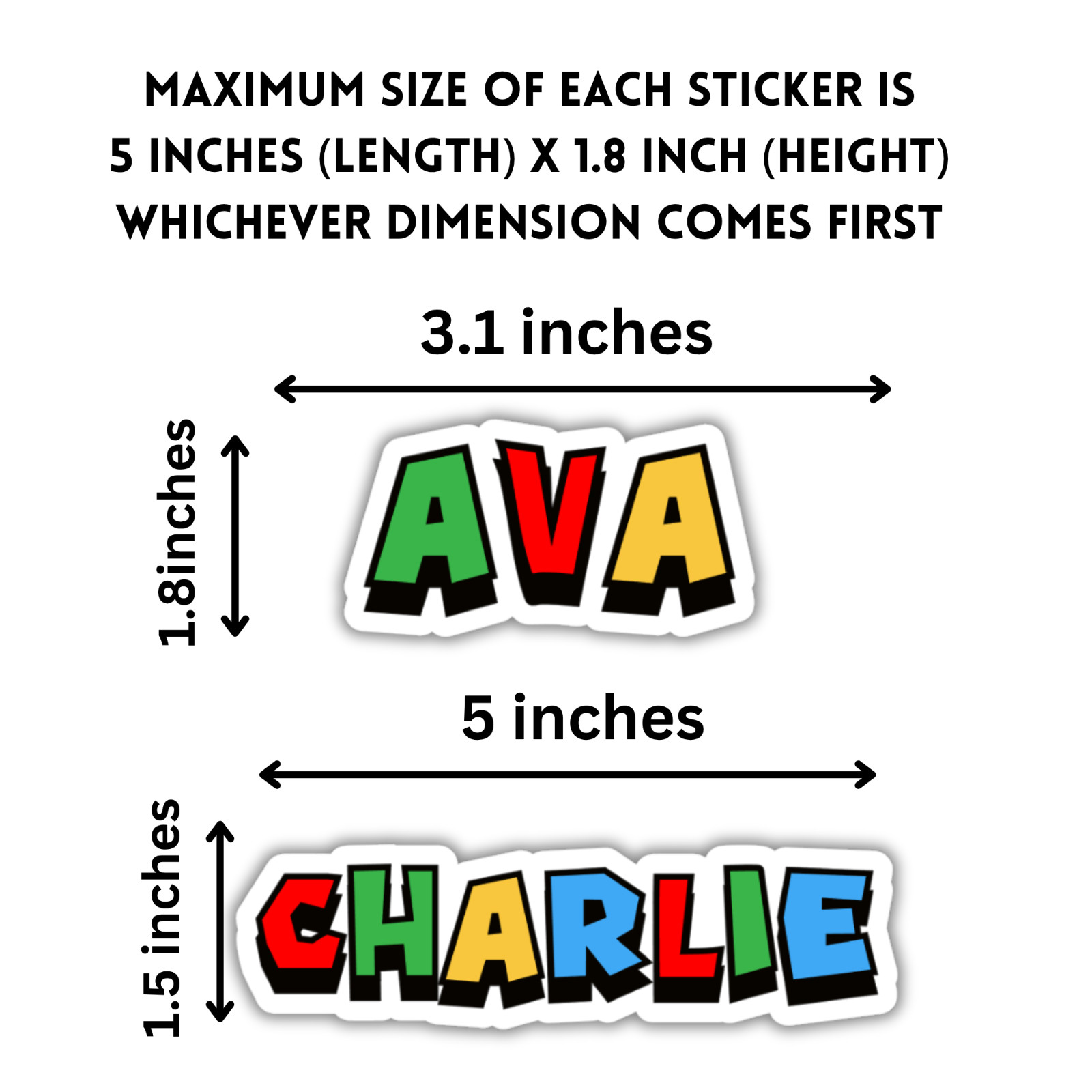 Set of 5 Custom Name Stickers Game Font, Personalized Gamer Name Labels