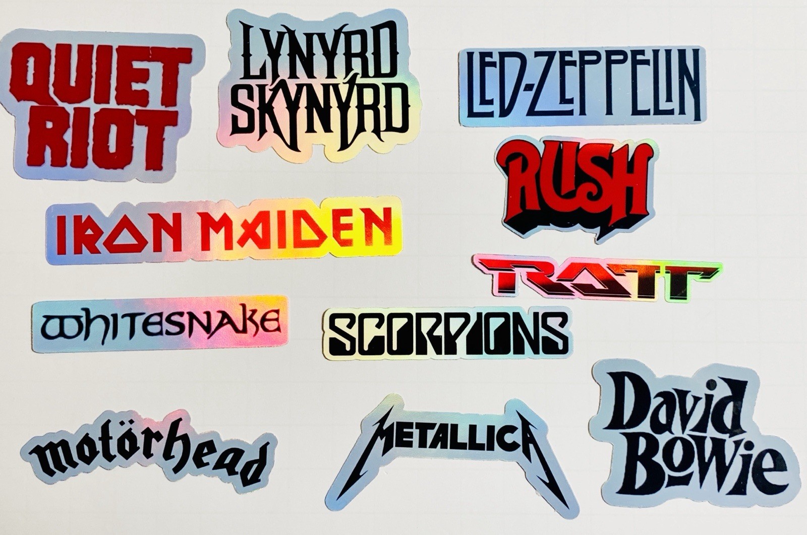 50 Large Classic Rock Stickers 50s 60s 70s 80s 90s Rock & Roll Waterproof Large