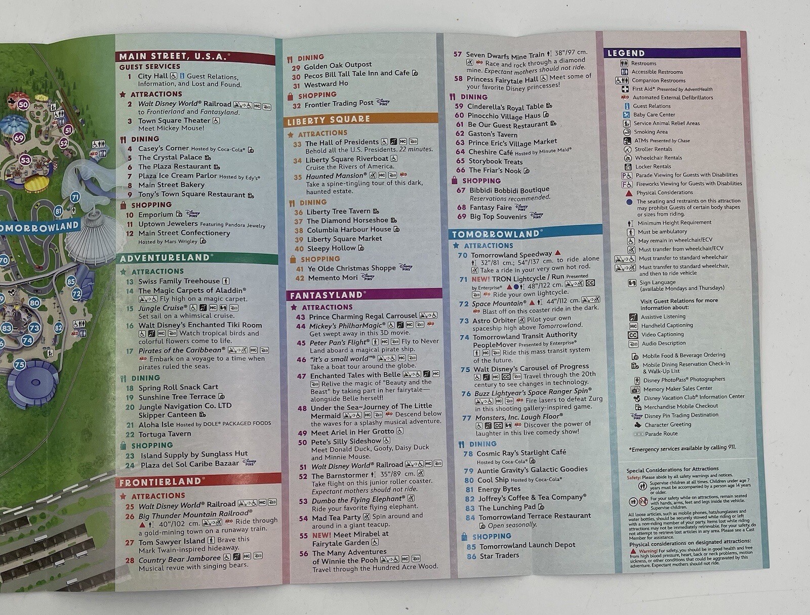 Walt Disney World Magic Kingdom Fall 2023 Park Guide Map "Tiana"