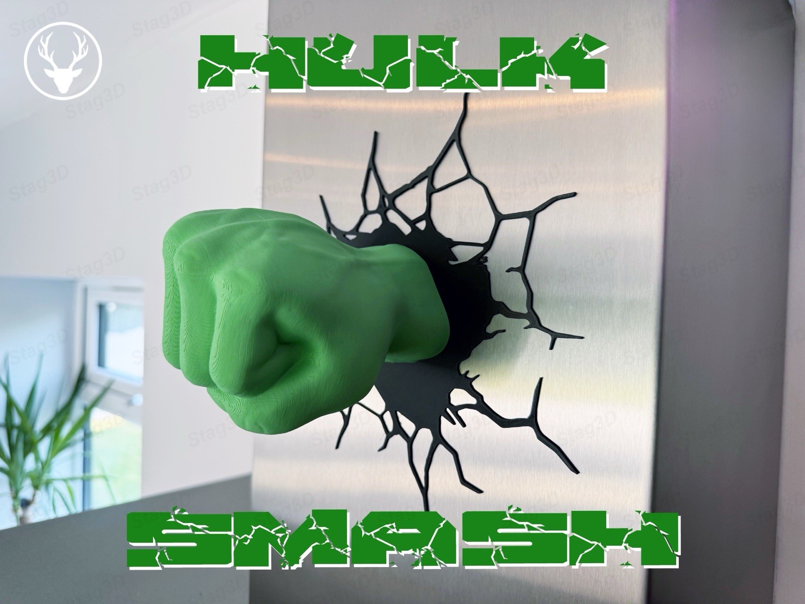 Marvel Hulk Smash Superheroes Green Black 3D Fist Wall Decal