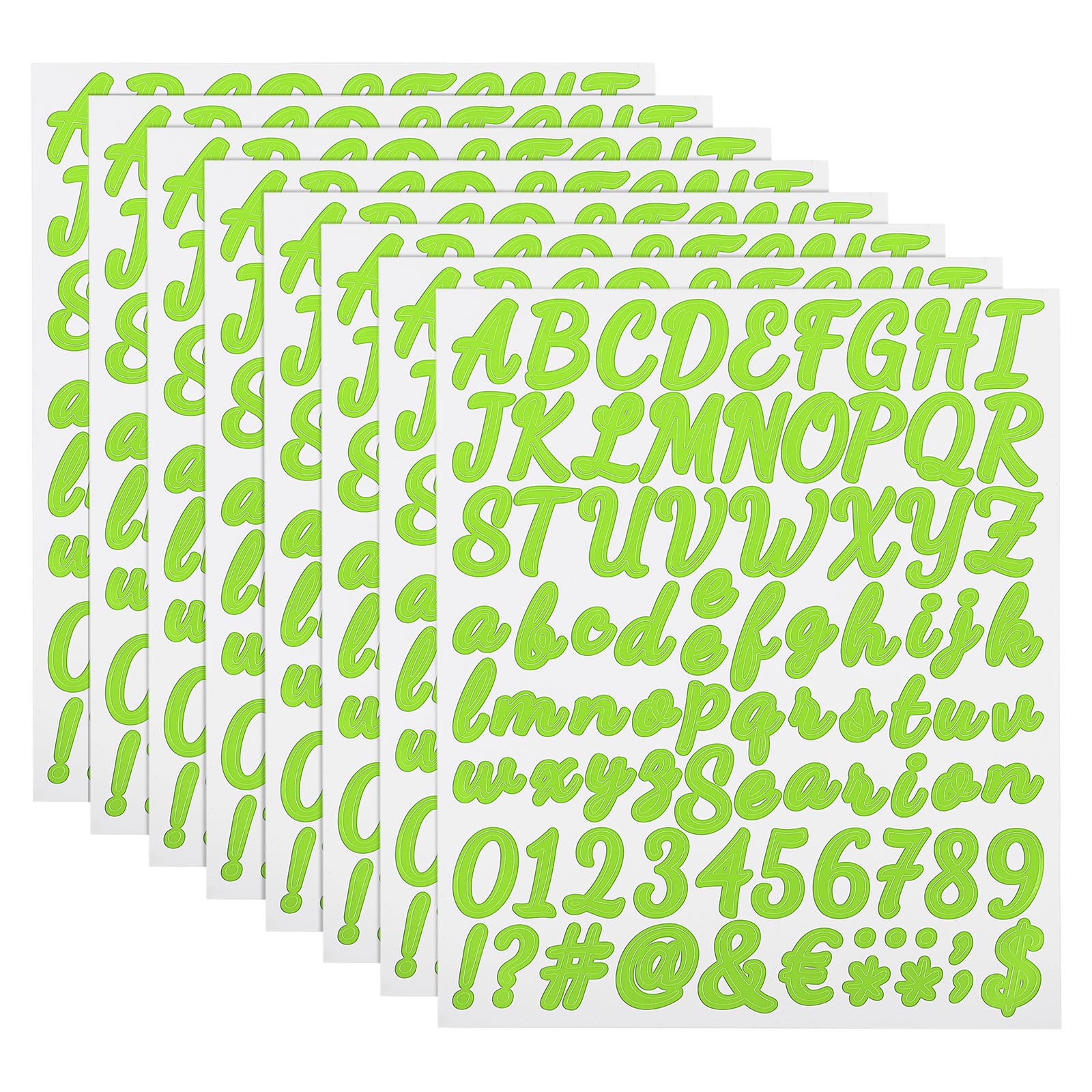 Stickers numbers/letters 672pcs (green, 2.5cm) for cars