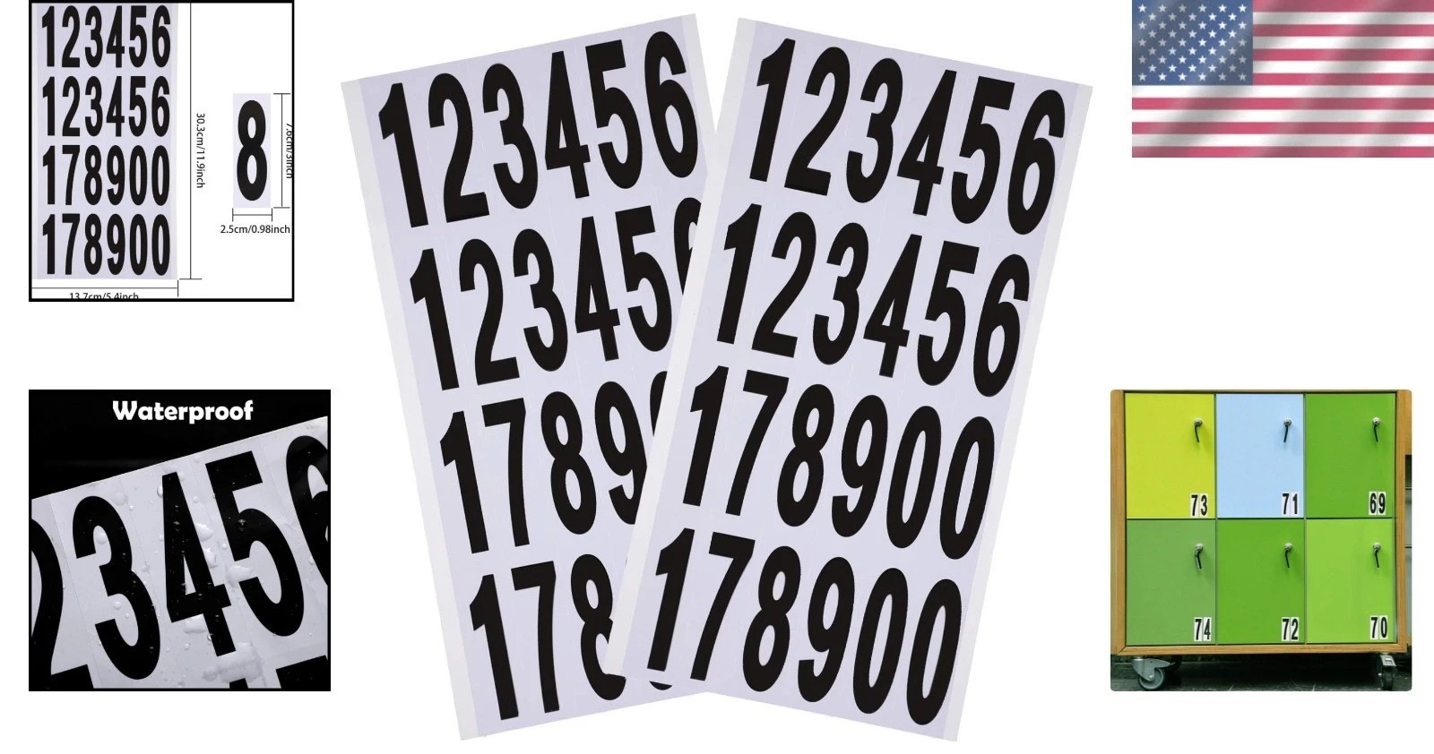 240 Self-Adhesive Vinyl Number Stickers – Waterproof Reflective Decals, 3" Size