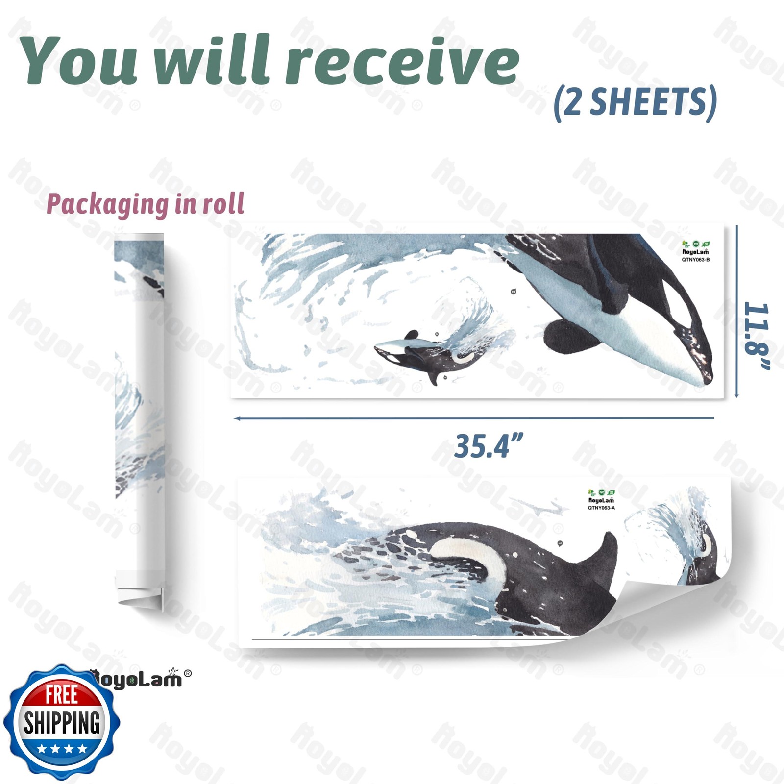 RoyoLam Killer Whale Jumping out of the Water Wall Decal Nursery Orca Sea Ani