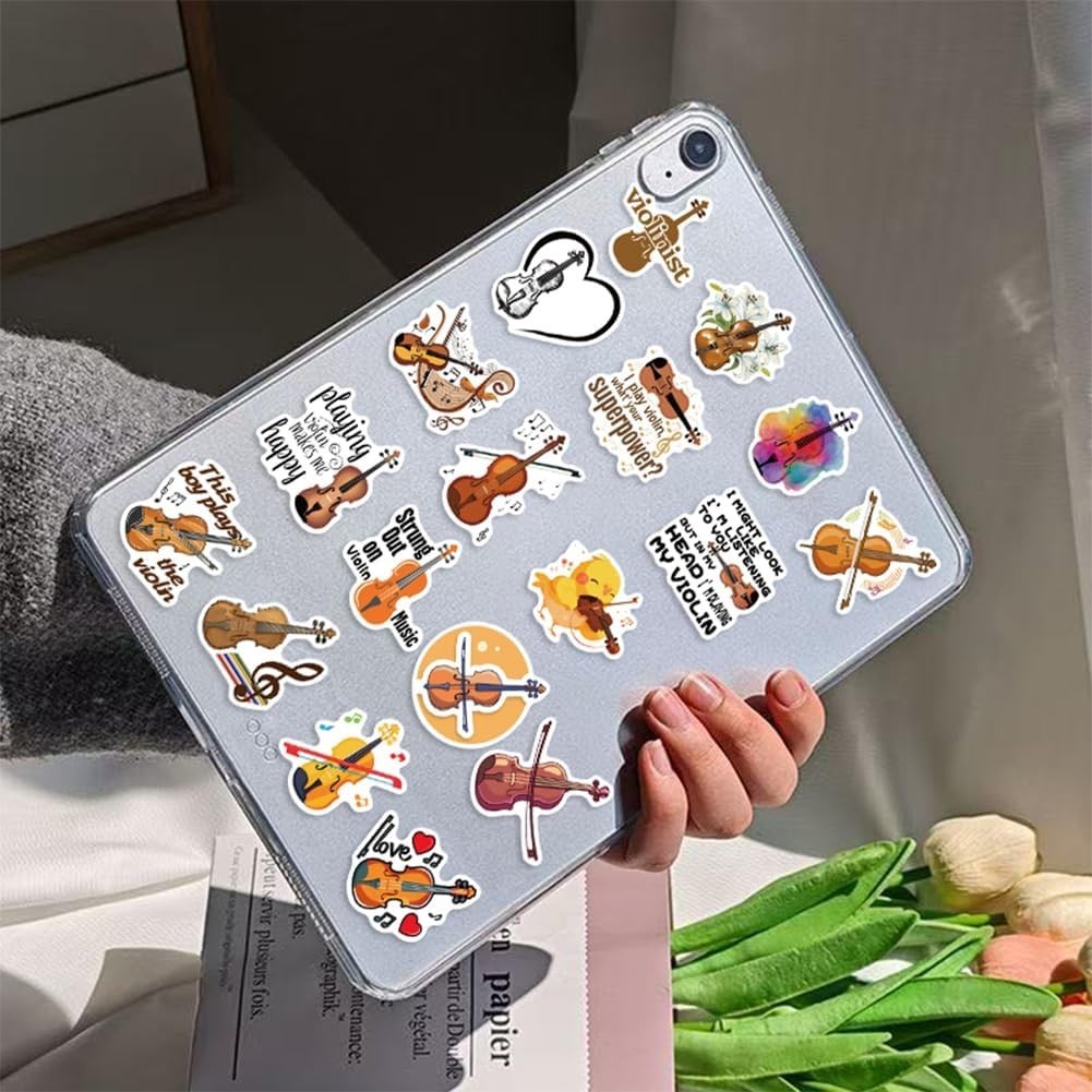 Violin Stickers |50Pcs Musical Instrument Waterproof Vinyl Decals for Water B…