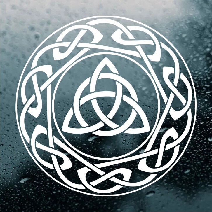 Celtic Knot Circle with Triquetra Vinyl Decal | Trefoil Trinity Knot | Die Cut