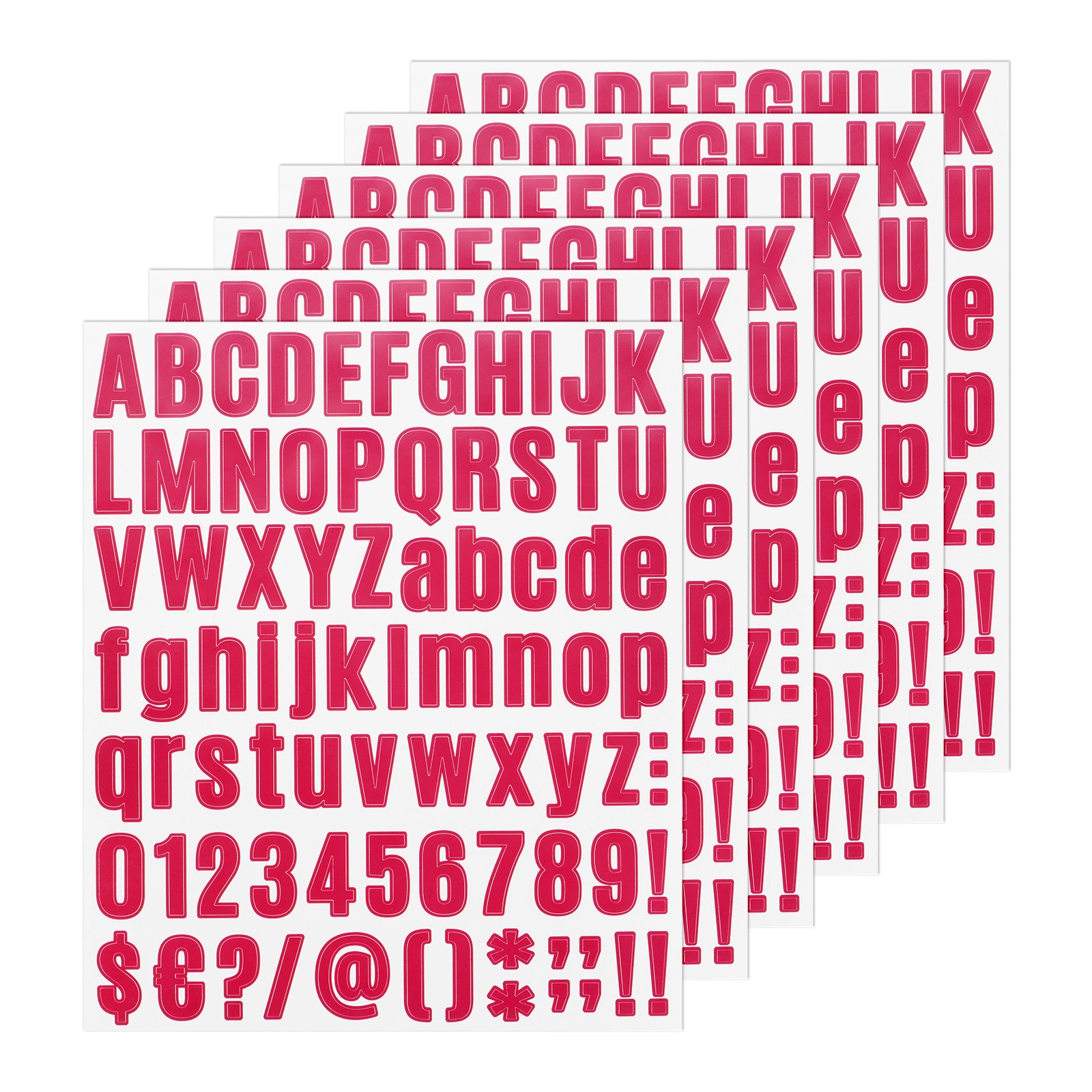 6-Sheets Letter Stickers, 1" Vinyl Alphabet Sticker[486 Pieces, Rose Red]