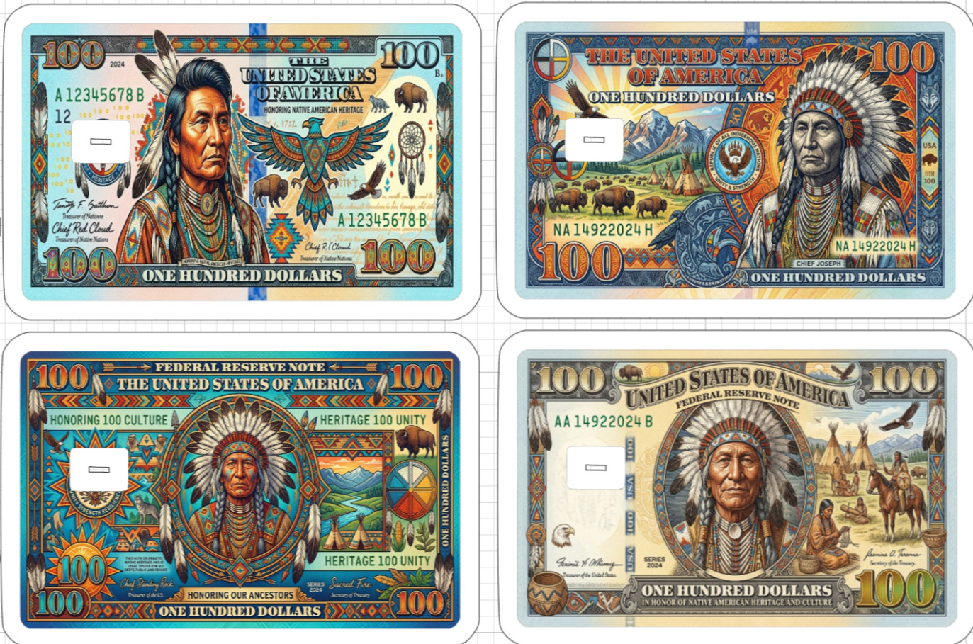 Native American Bill Credit ATM Debit Gift Card Skin Sticker Chief Indian Dollar