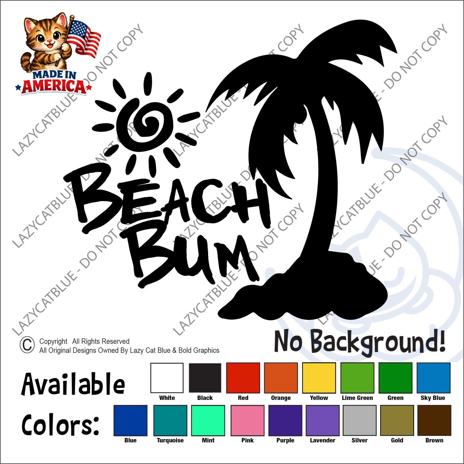 Beach Bum Palm Tree Decal Sticker Island Ocean Sea Life Sun Summer Vacation Love