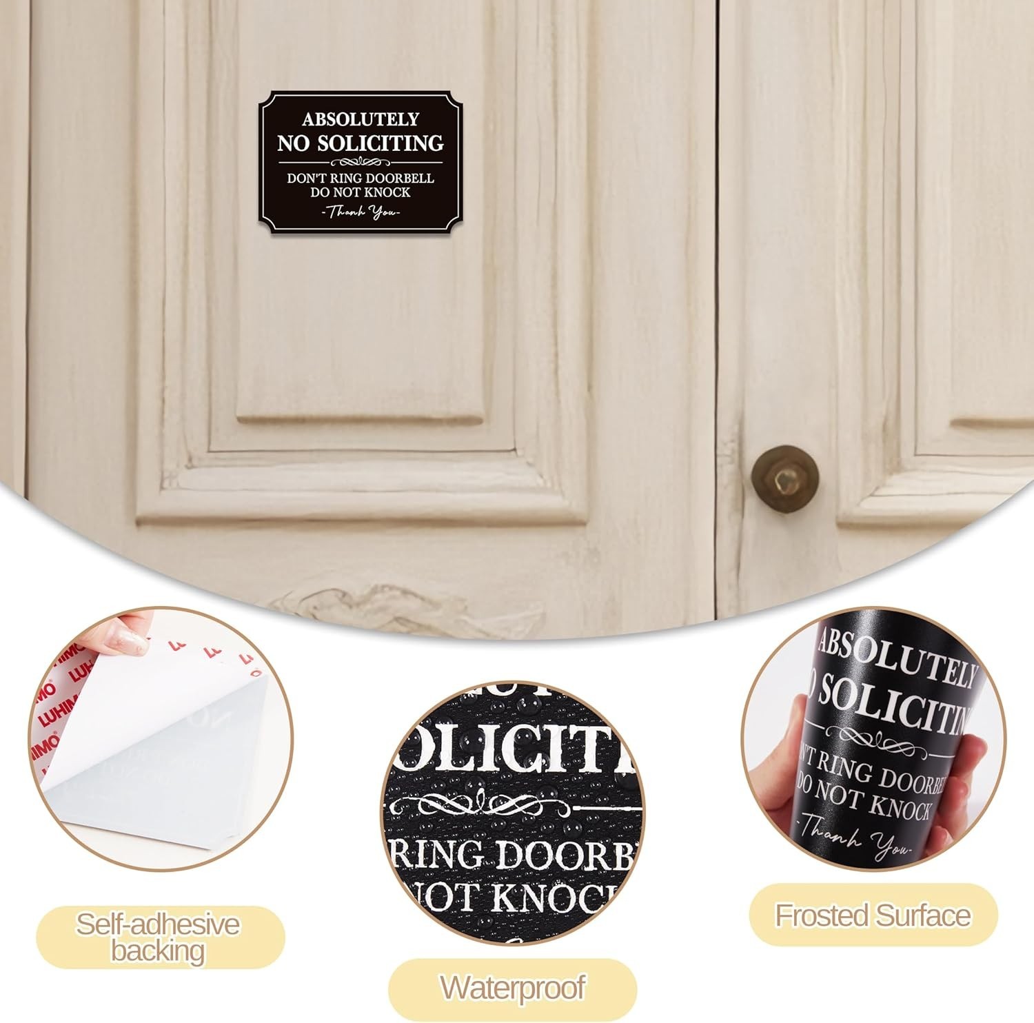 5.6"W Absolutely No Soliciting Don't Ring Doorbell Do Not Knock Vinyl Sticker