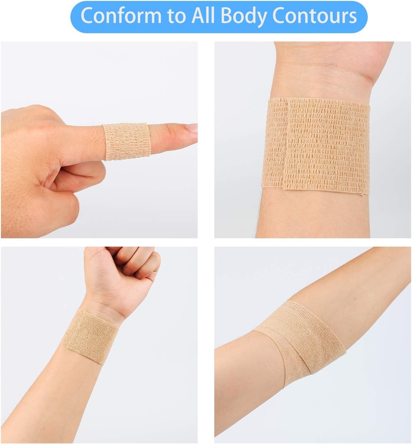 12 Pack Self Adherent Cohesive Wrap Bandages 2 Inches X 5 Yards,First Aid Tape,