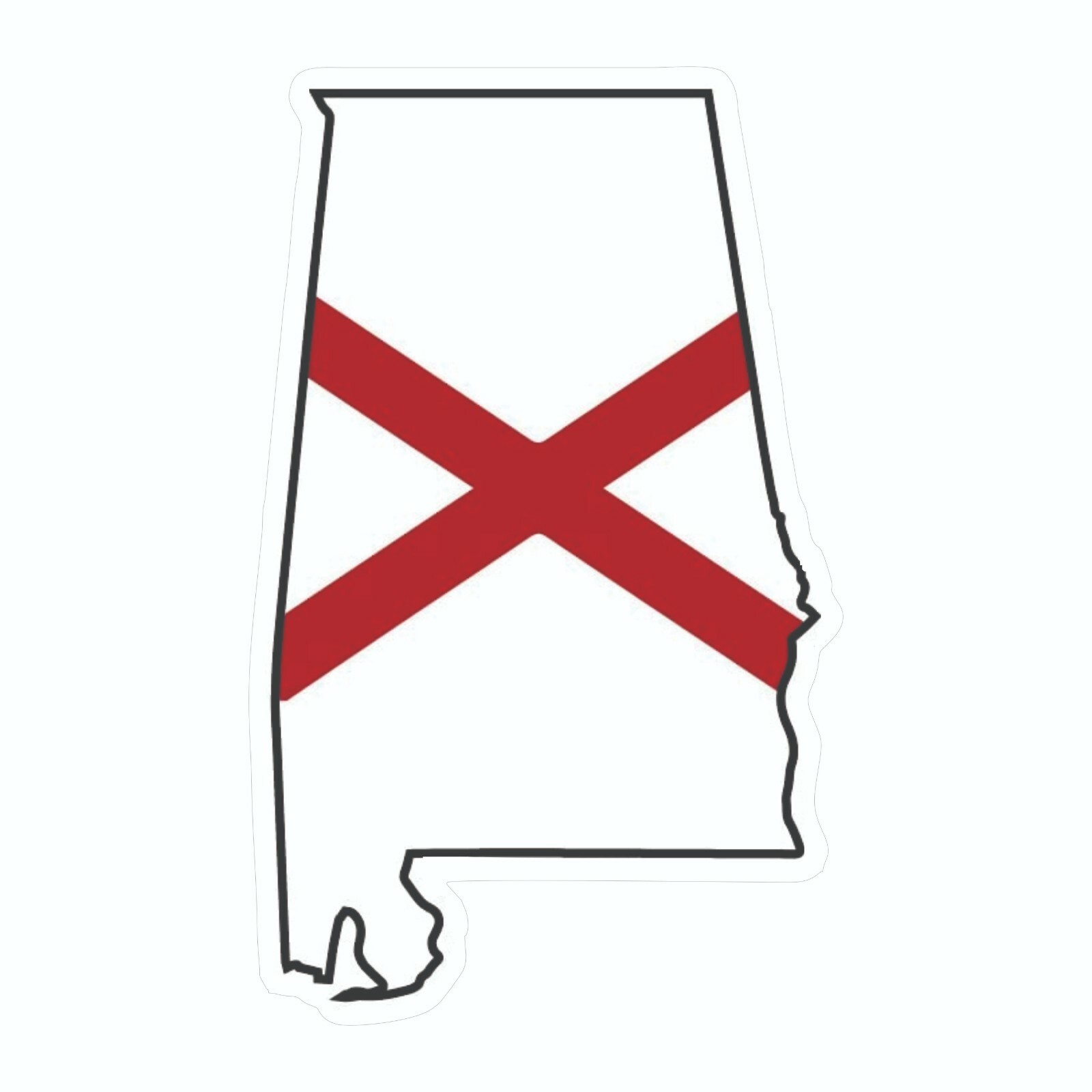 Alabama State Map Outline with Flag Sticker, Decal, Vacation Sticker