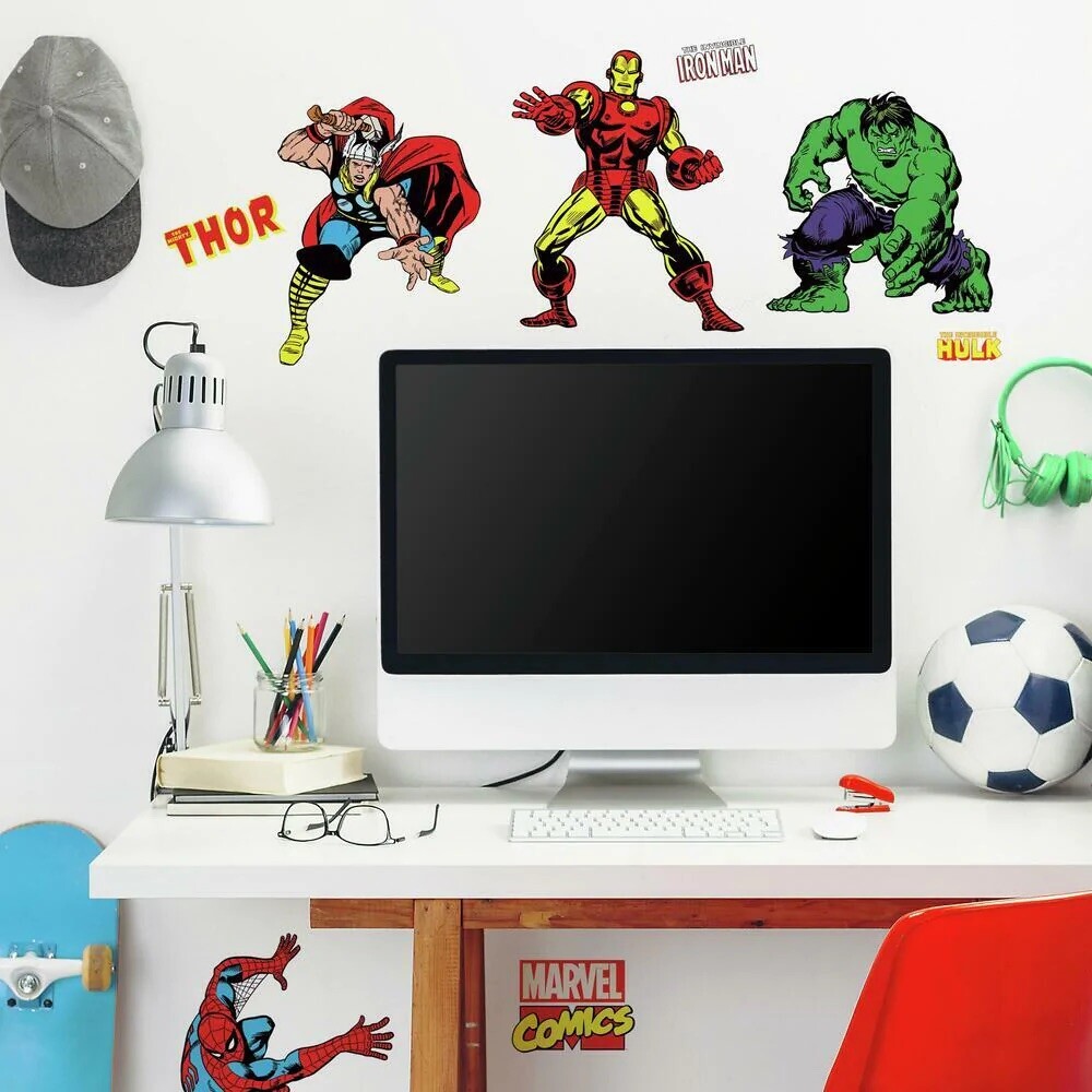New MARVEL CLASSIC Superheroes Avengers Wall Decals Boys Bed Room Decor Stickers