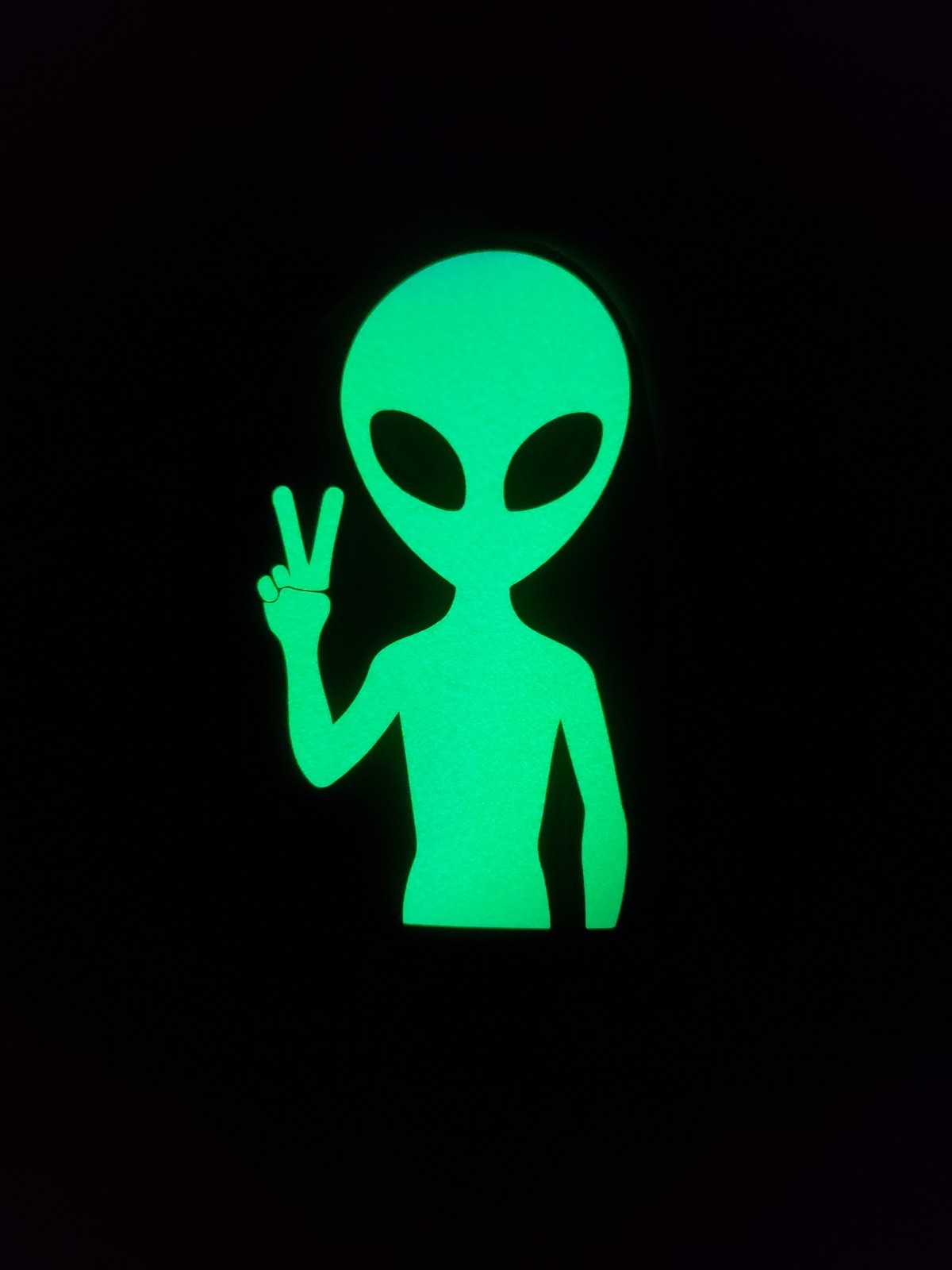 Glow In The Dark Vinyl Decal Deuces Peace Sign Alien Medium Size Lit Studios New