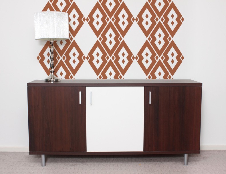 Geometric Wall Decal, Mid Century Modern Wall Decor, Diamond Wall Decal, Ikat