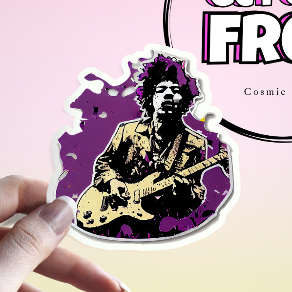 Jimi Hendrix Sticker: Purple Haze 1960's Musician Waterproof Guitar Sticker