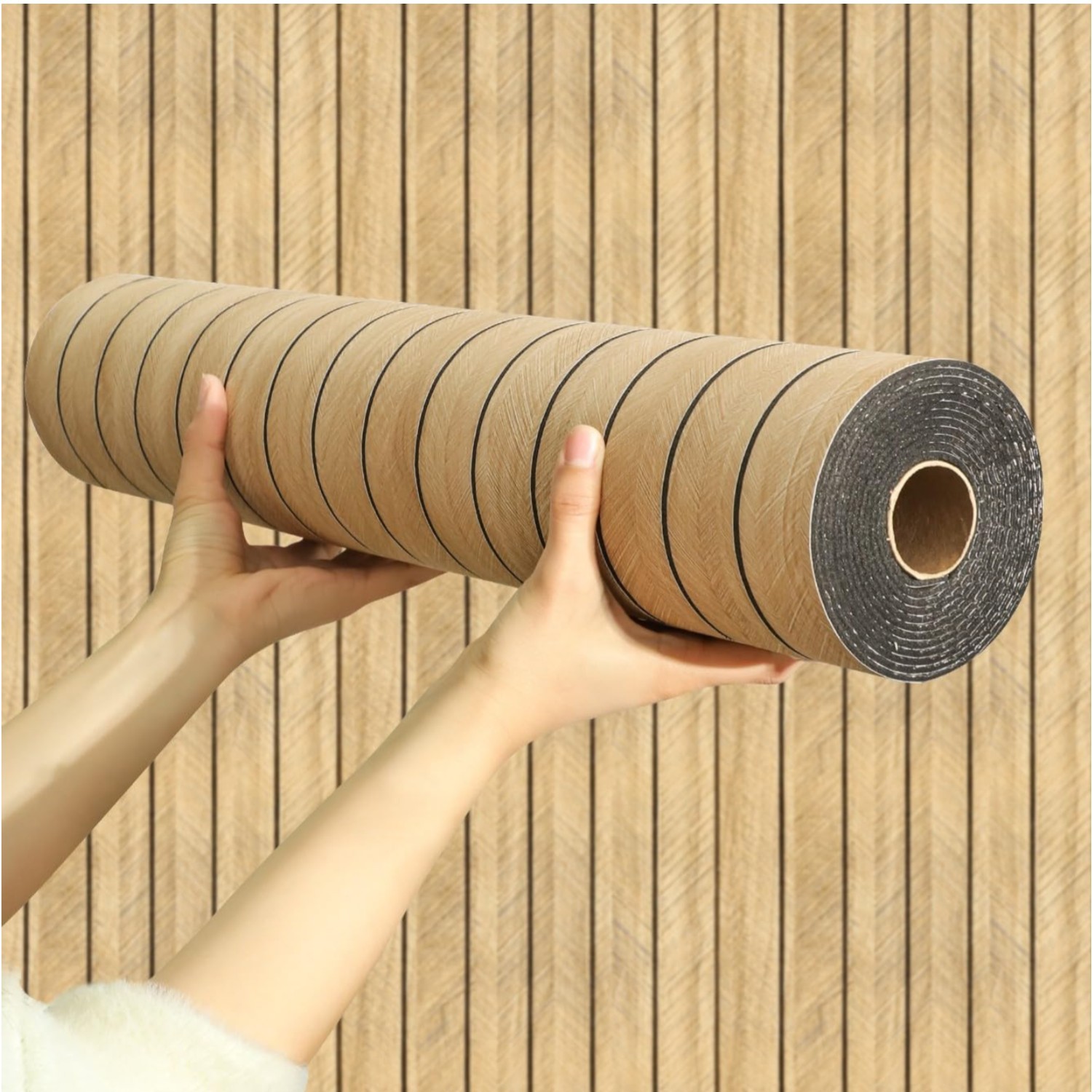 Wood Grain Slat 3D Wall Panel -15.75"x118"Soundproof Self-Adhesive Wall Stick…