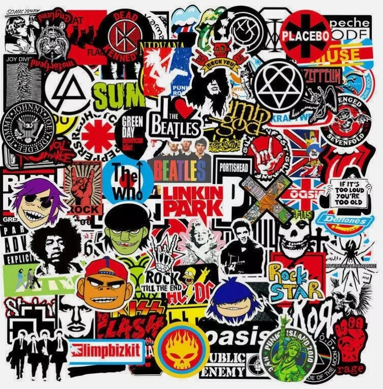 100PCS Rock Band Stickers Lot – Punk Heavy Mental Music Decals for Laptop