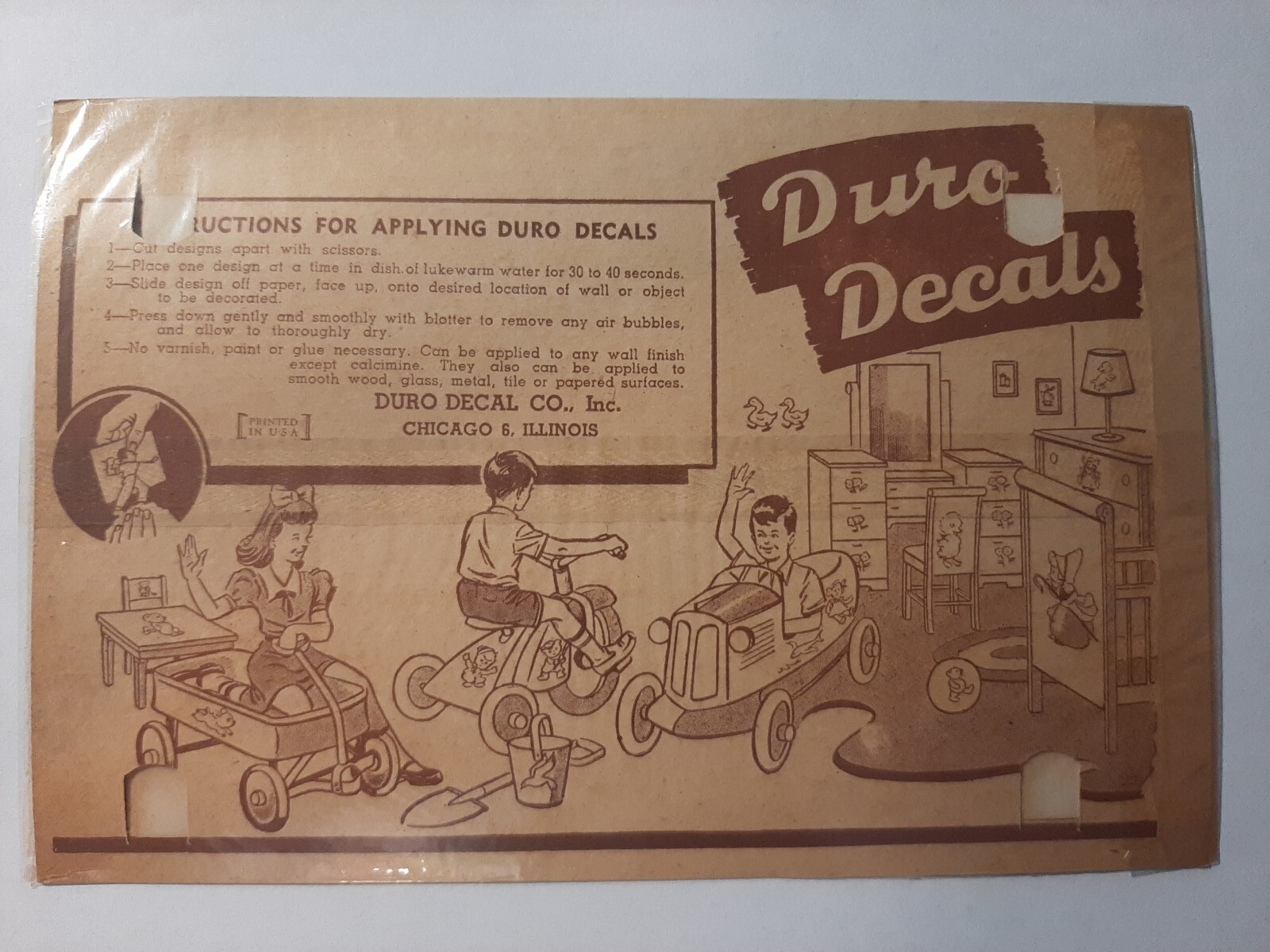 Vintage Duro Water Transfer DECAL, Nursery Rhyme Jack & Jill #327-A NOS