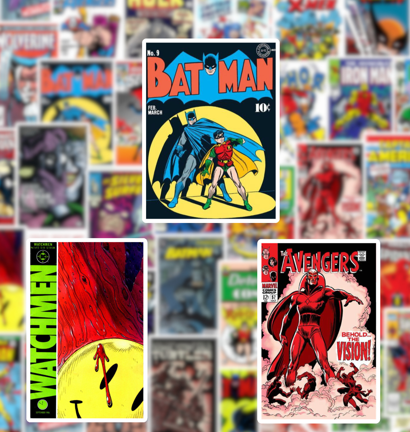 25/50 Comic Book Cover Sticker Pack – Matte Vinyl – Batman Spiderman