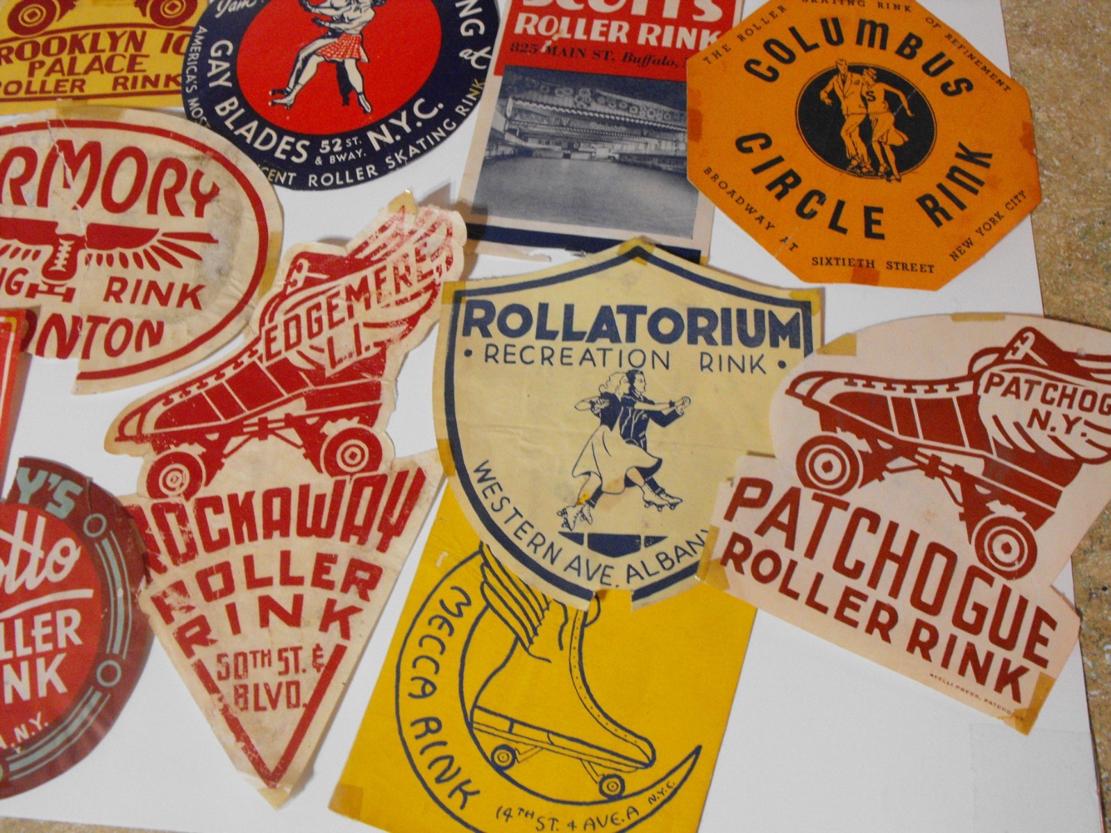 Lot of 30 Vintage Original Roller Skating Rink Decal Stickers ~ New York NY