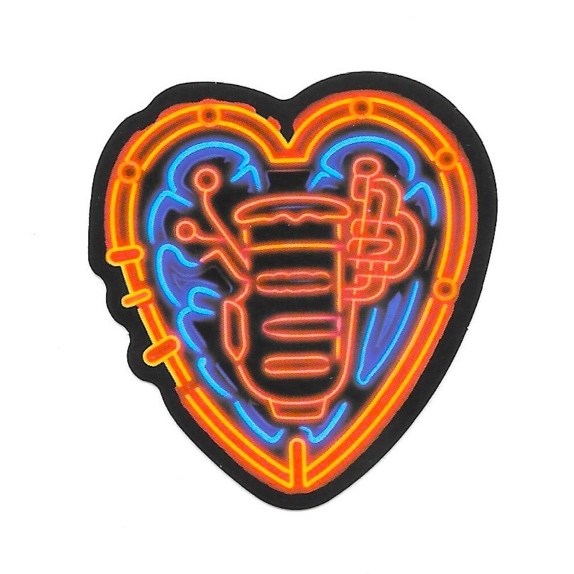 Retro Heart Lantern Vinyl Sticker Neon Airbrush Aesthetic Decal Glow Trippy Art