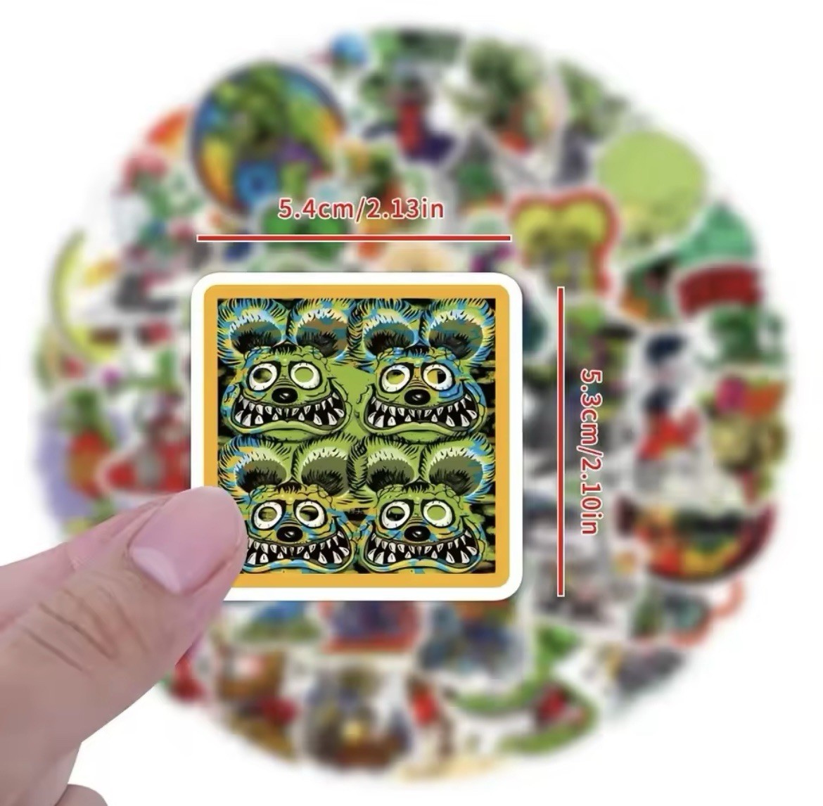 Green Rat Hot Rod Style Stickers 50pk Fun Green Rat Motorcycle Fink Stickers Fun