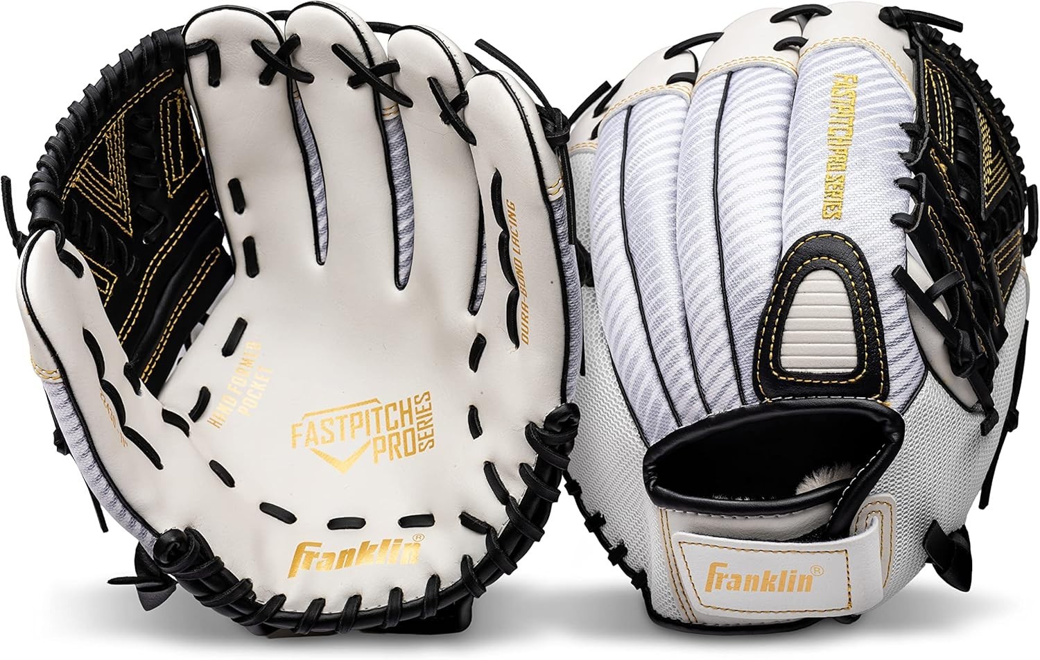 12" White & Gold Softball Glove – Adjustable, Breathable Mesh for All Players