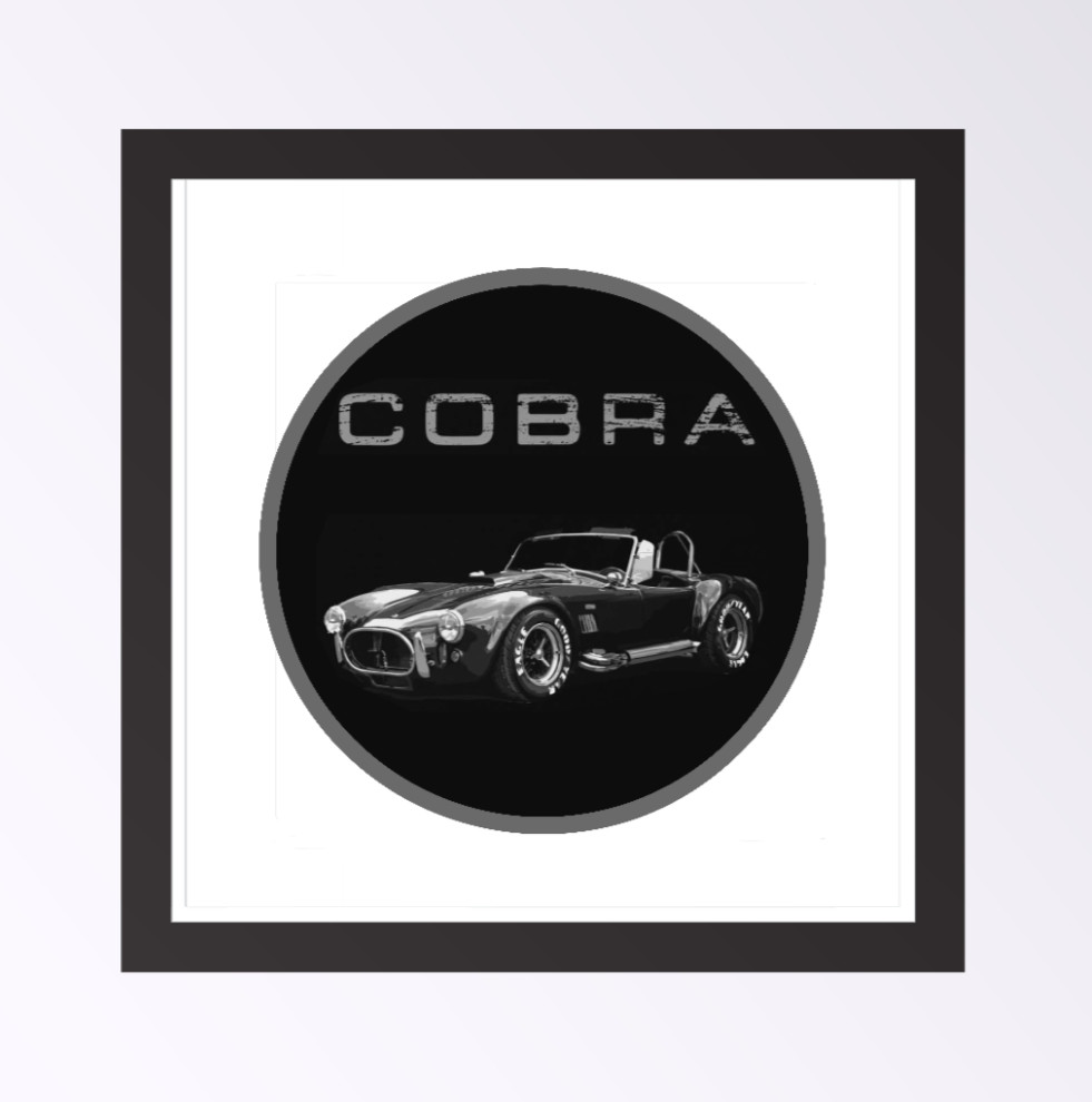 Car Classics "Cobra B/W" – 4" Handmade Vinyl Decal Cooler Vehicle Laptop Tumbler