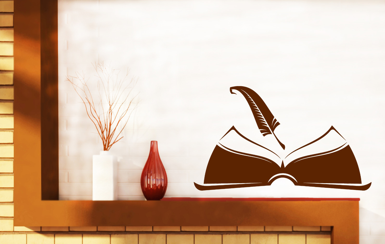 Wall Vinyl Decal Open Book Pen Write a Manuscript Bookstore Decor z4719