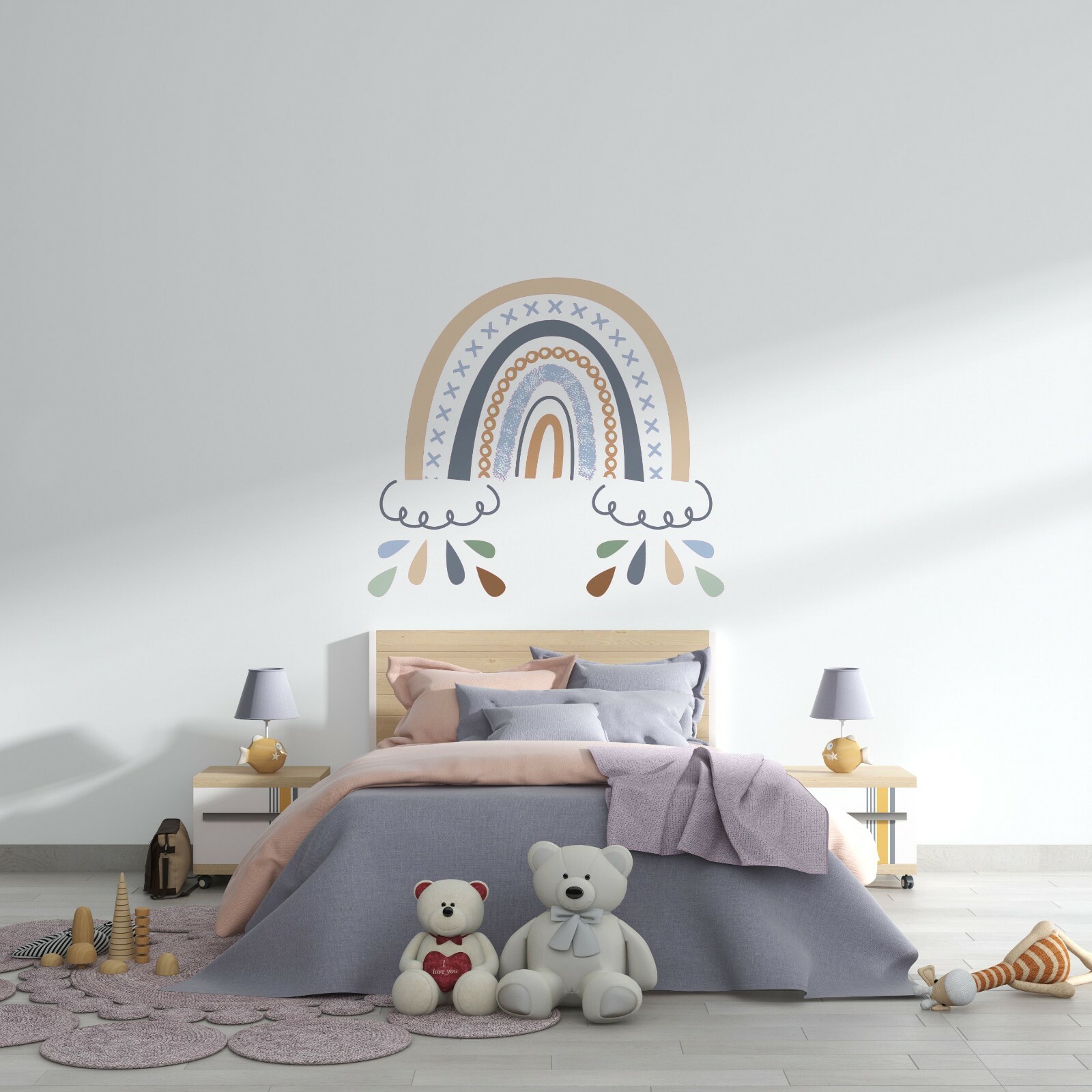 Vinyl Rainbow Wall Sticker Home Art Multicolored Boho Rainbow Design Wall Decal