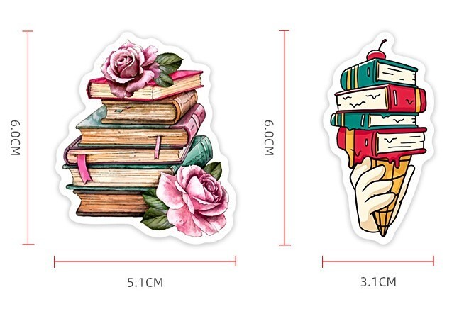 300pcs Book Lover Vinyl Stickers, Love Books, Book Worm, Reading 024252626-1
