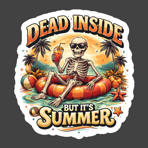 Summer Sticker Vinyl Decal Dead Inside But Its Summer Skeleton Pool Funny