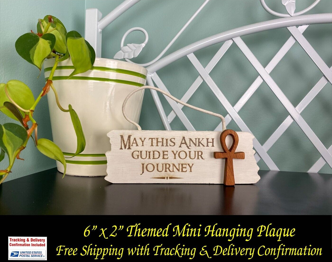 May This Ankh Guide Your Journey Theme Engraved 6" x 2" Hanging Mini Plaque Sign