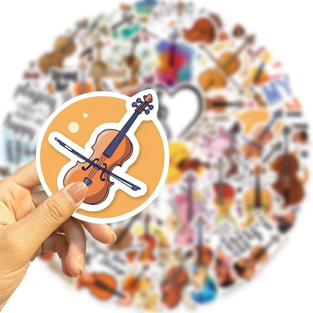 Violin Stickers |50Pcs Musical Instrument Waterproof Vinyl Decals for Water B…