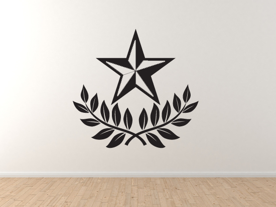 Star Design #1 – Nautical Laurel Leaf Wreath Guide Good – Vinyl Wall Decal Art