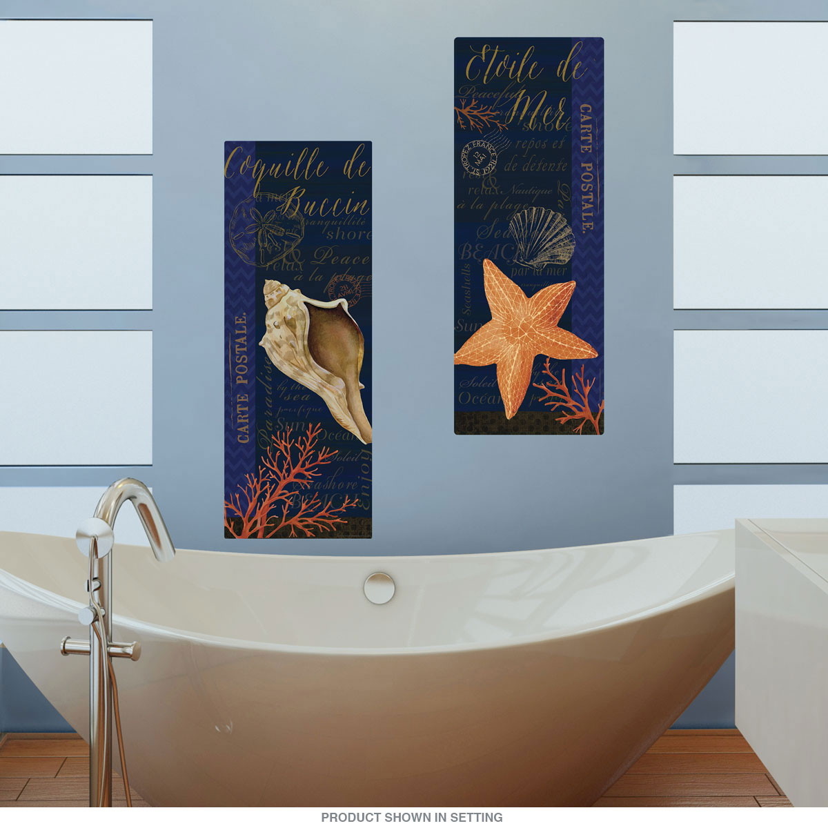 French Seashell Portraits Wall Decal Set Vintage Style Home Decor Bundle