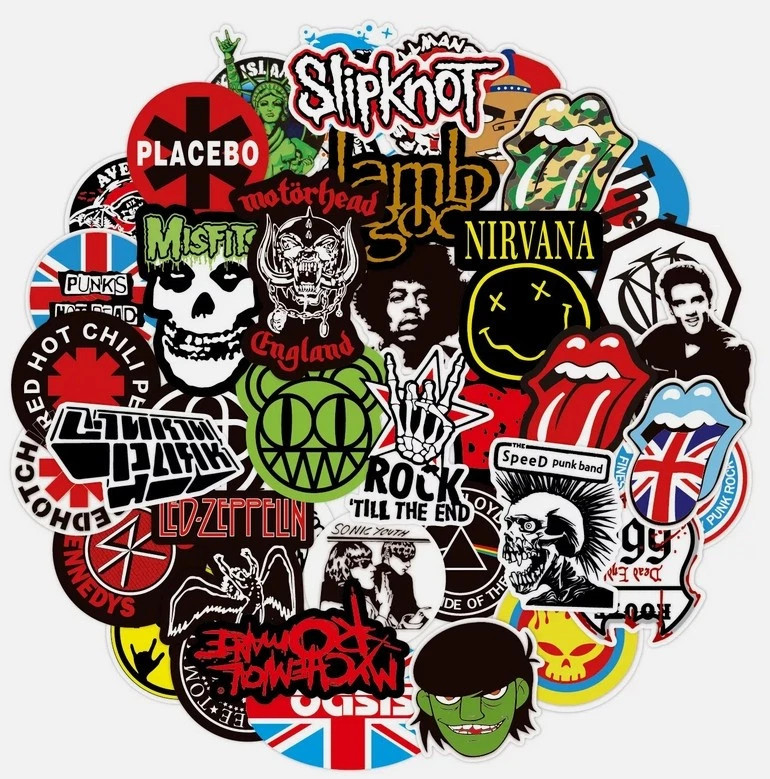 100PCS Rock Band Stickers Lot – Punk Heavy Mental Music Decals for Laptop