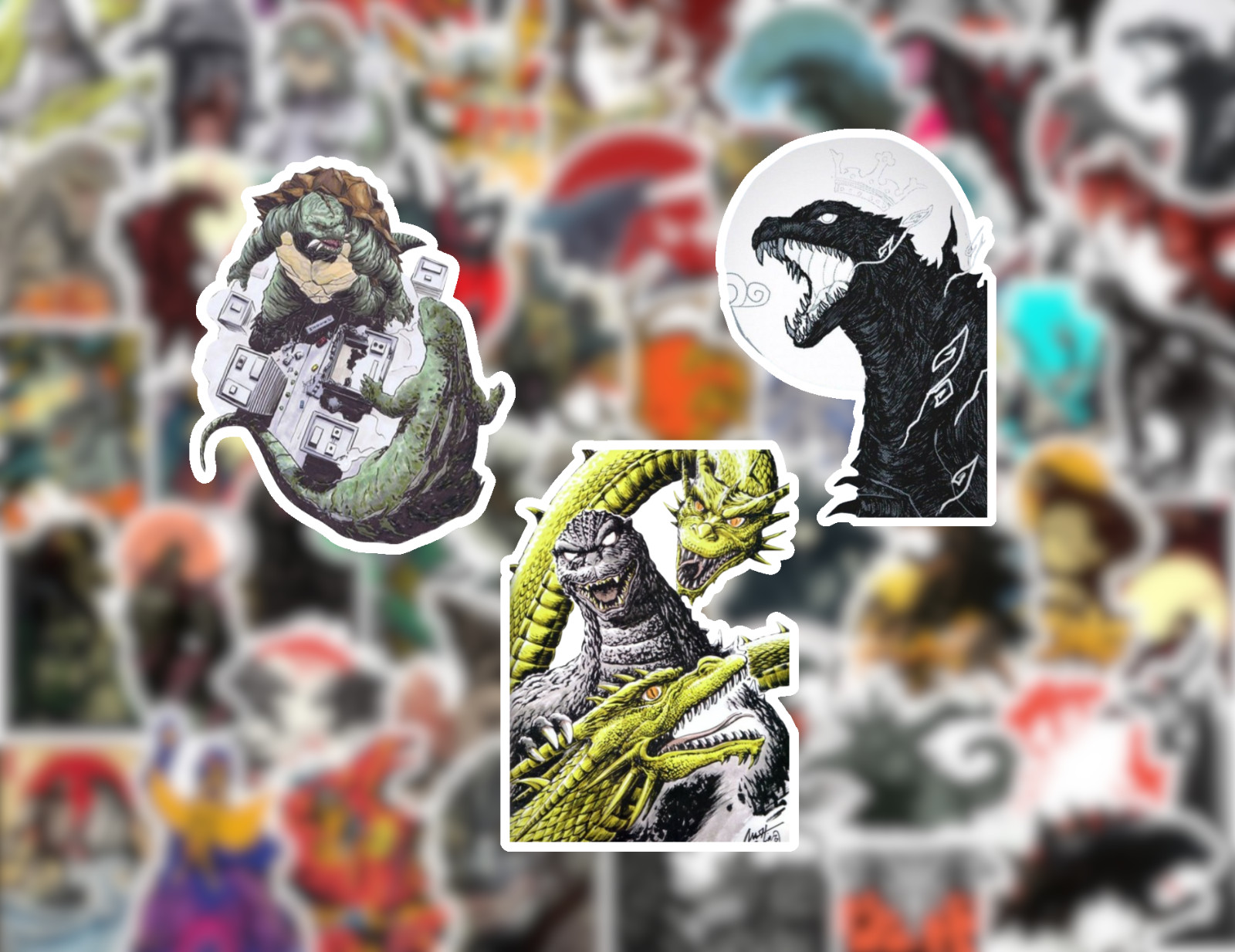 25/50 Monsterverse Sticker Pack – Matte Vinyl – Godzilla King Kong Ghidorah