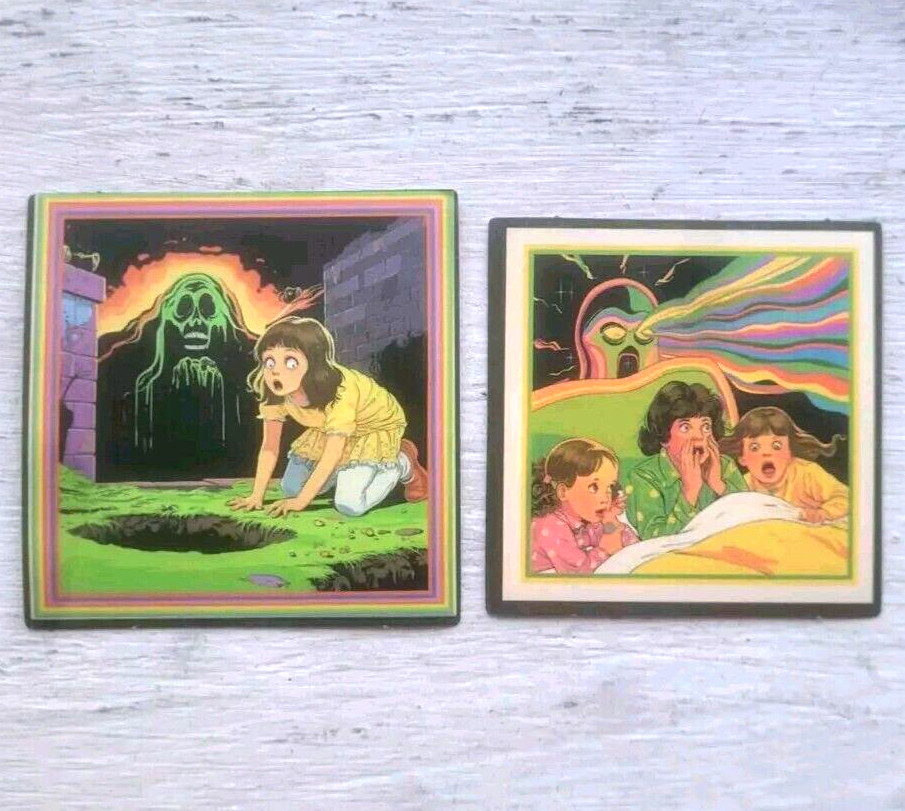 Haunted Active Spirit Negative Creepy Monster And Kids Sticker Lot Of 2 Pcs