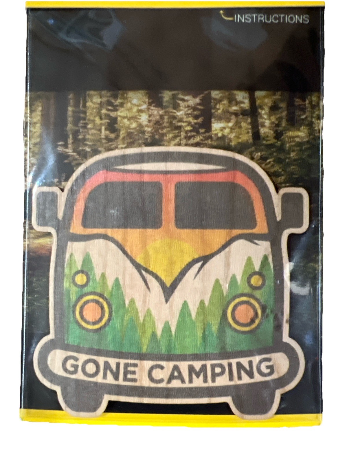 Gone Camping Hippie Bus WOOD Sticker Dishwasher SAFE Biodegradable Dust City NEW