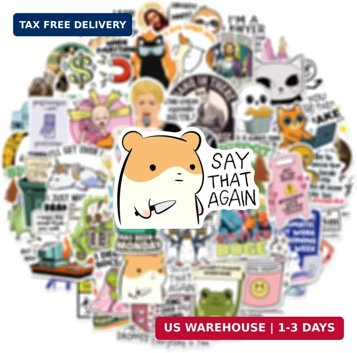 50pcs Funny Snarky Stickers Bulk,Prank Meme Sticker for Kids Teens Adults, Snark