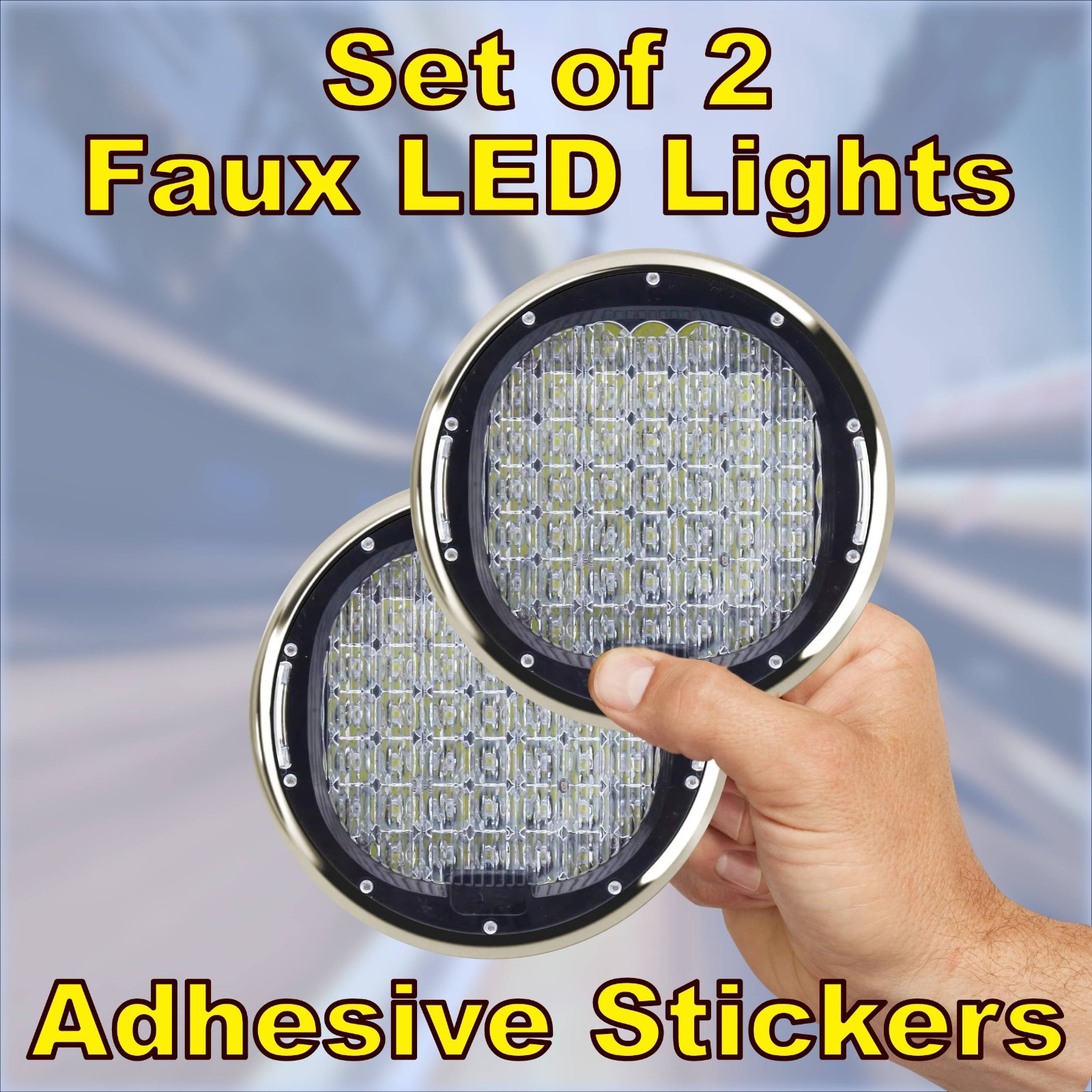 Faux LED Fog Driving Light Stickers – Clear Lens – set of 2