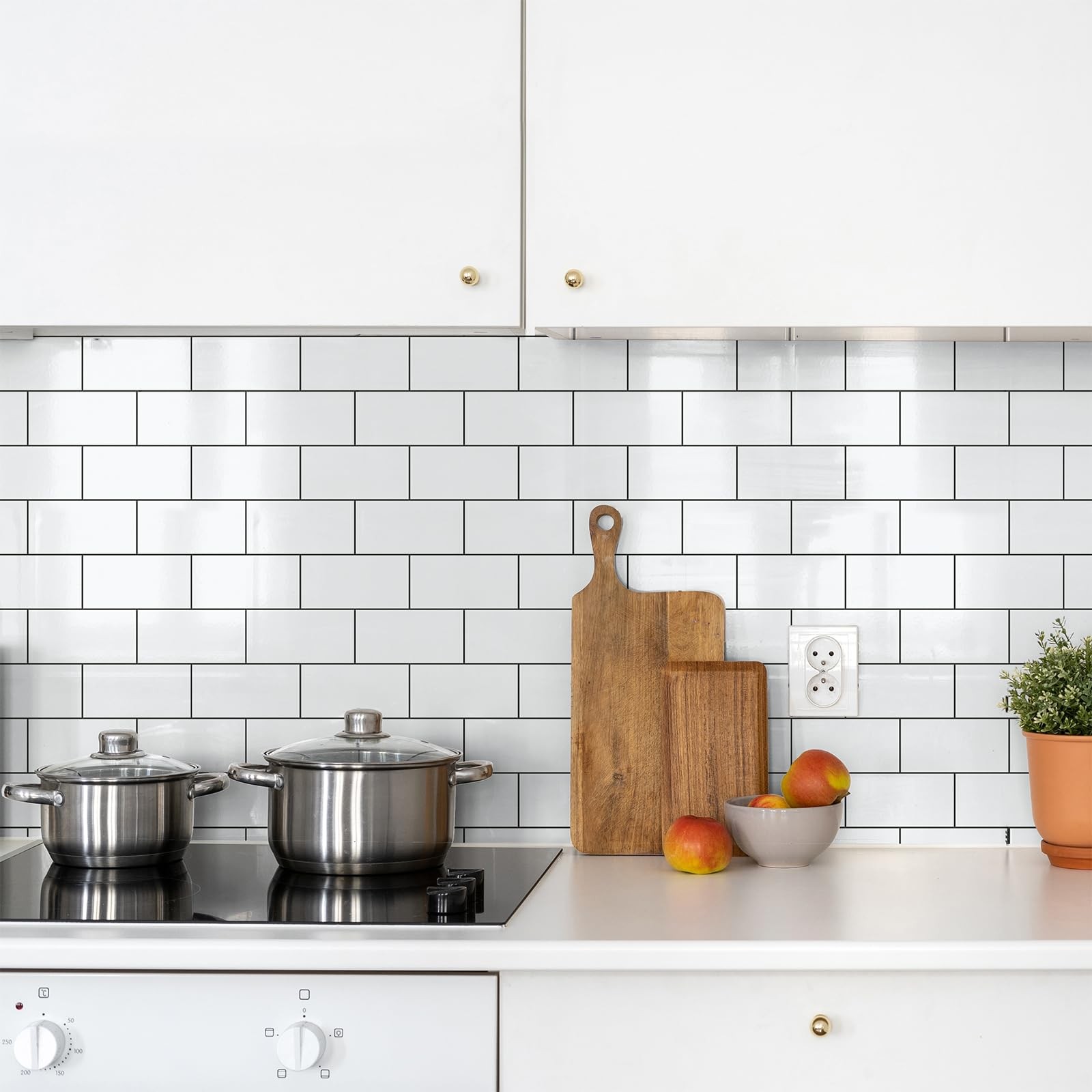 100 Pieces Peel and Stick Backsplash for Kitchen, 3" x 6" PVC Subway Tile, Gl…