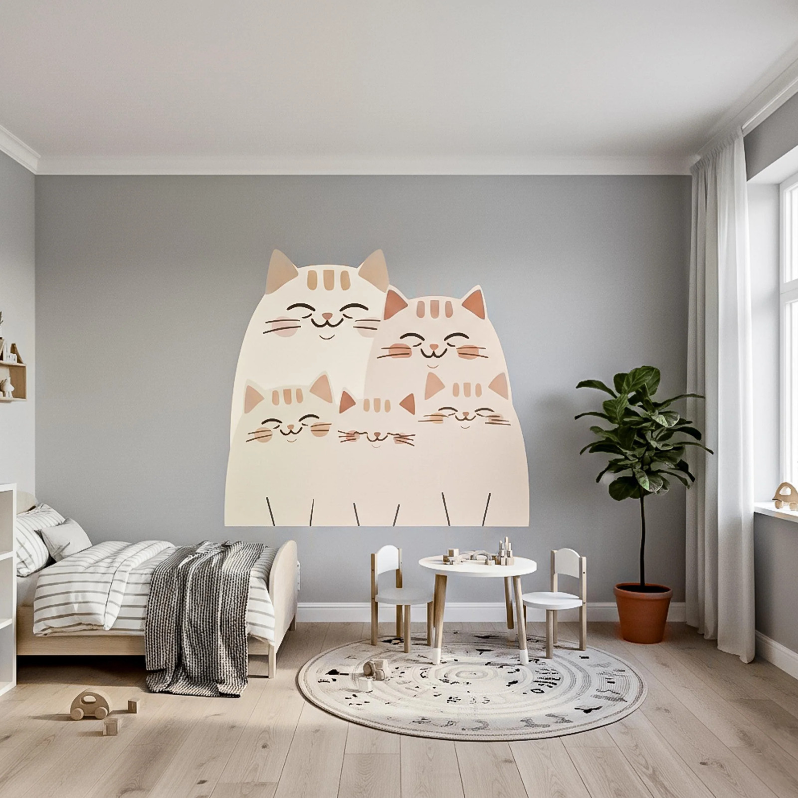 Cute Cat Family Wall Decal | Nursery Cat Stickers