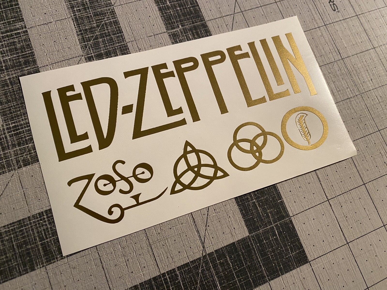 Vinyl Decal for Window – Led-Zeppelin Logo with Symbols